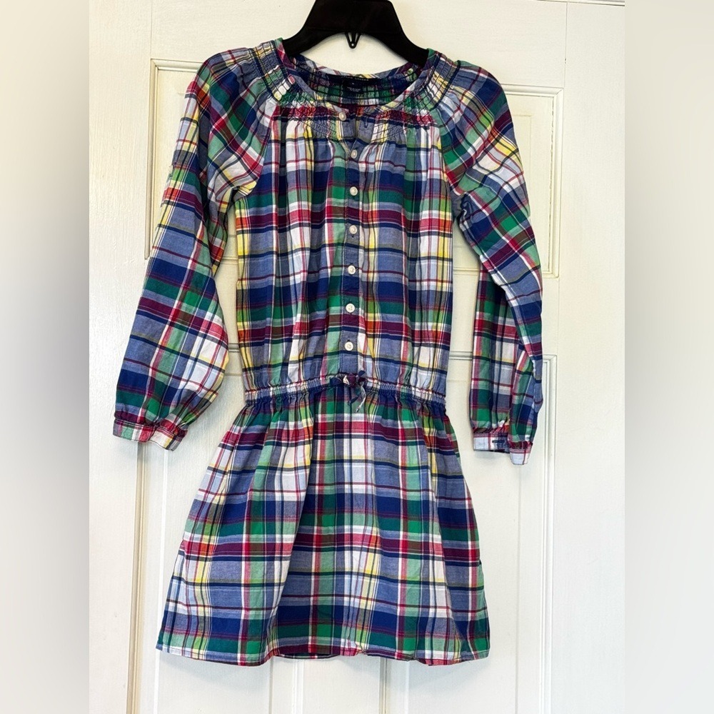 Ralph Lauren‎ Girls Plaid Button-Front Dress in Blue, Green, Red, Yellow